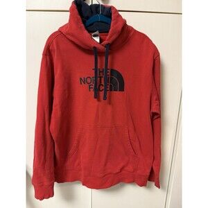 North Face Sweatshirt Mens XL Red Hoodie Pullover Cotton Kangaroo Pocket